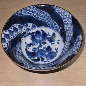 Japanese Daitoa Mino Ware Fine Porcelain Rice Bowl Sometsuke Style Blue on White